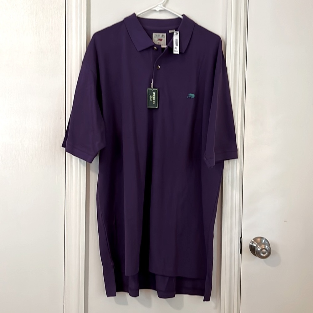 Mardi Gras Perlis Polo, XL, NWT - green purple crawfish - short sleeve